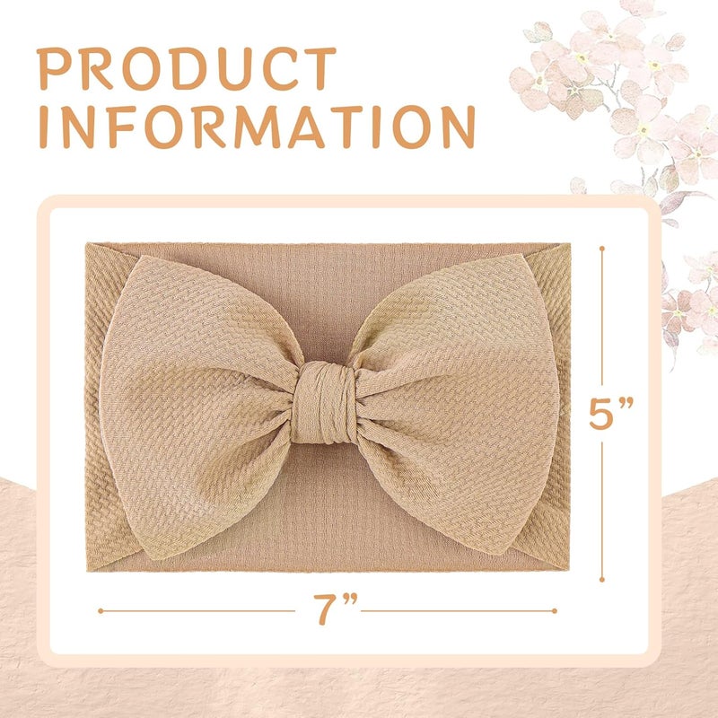 ONENINEDREAM Super Durable Soft Knot Headbands with Hair Bows Infant Toddlers Kids Hair Accessories Beige Black Headband for Newborn Baby Girls - Image 4